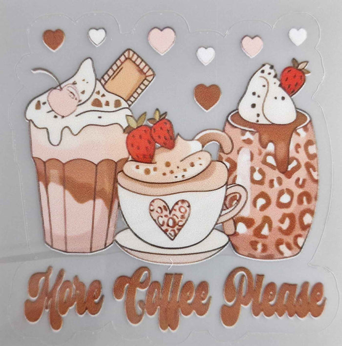 More Coffee Please - 16oz Glass Tumbler- UV-DTF Wrapped