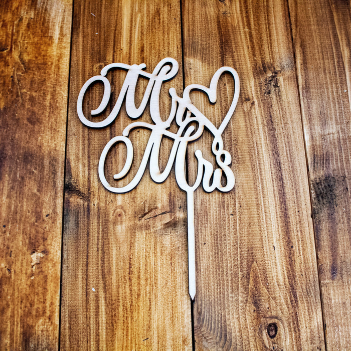 Mr&Mrs Wooden Cake Topper Wooderland
