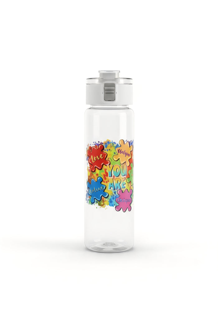 Pc Material Sports Water Bottle with Sippy Lid, Sieve, and Carry Strap- UV-DTF Product - Craftique Fusion Ltd