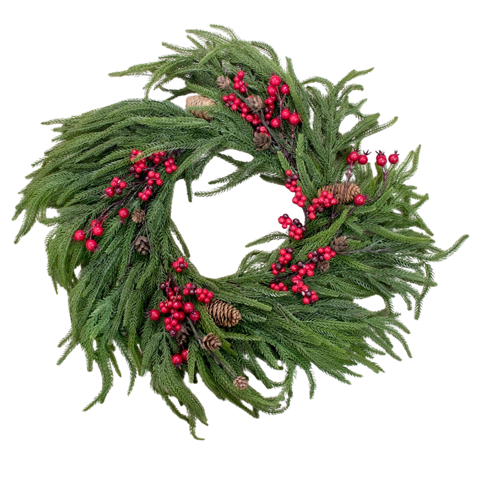 PINE W/BERRY WREATH 61CM Deventor