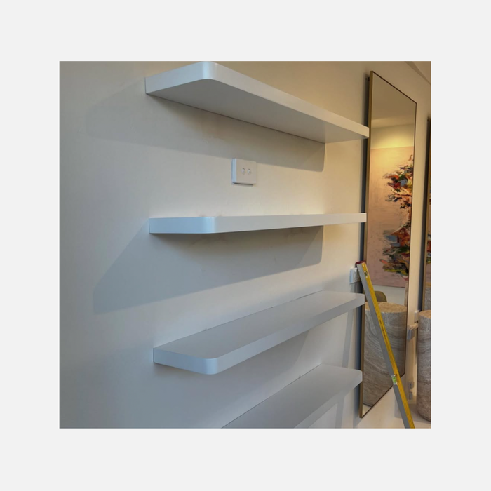 Rounded Corners Floating Shelf Matte White 1200x200x38mm