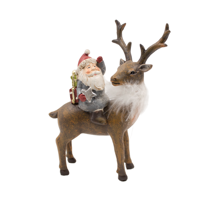 SANTA RIDING ON THE DEER 14.5X6.5X18CM Deventor
