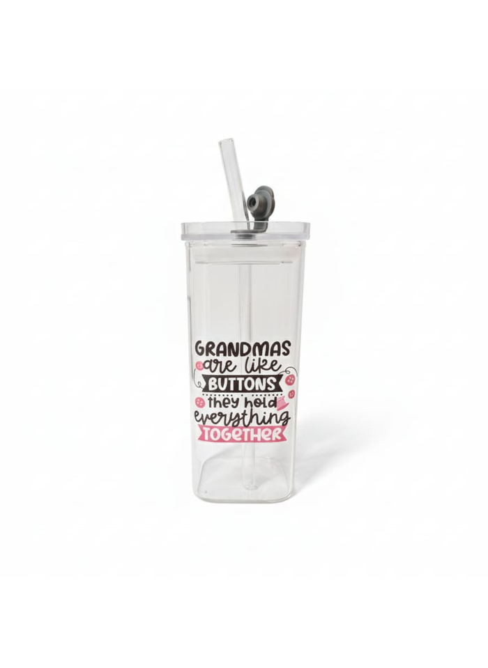 Square 16oz Glass Tumbler with Leak Proof Lid and Straw- UV-DTF Product - Craftique Fusion Ltd