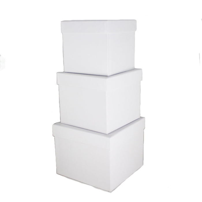 SQUARE PAPER BOX WHITE SET OF 3 Deventor