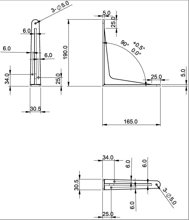 Strong Shelf Bracket Copper 190x165mm (Pair)
