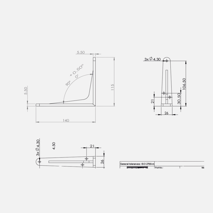 Strong Shelf Bracket Matte Black 140x115mm (Pair)