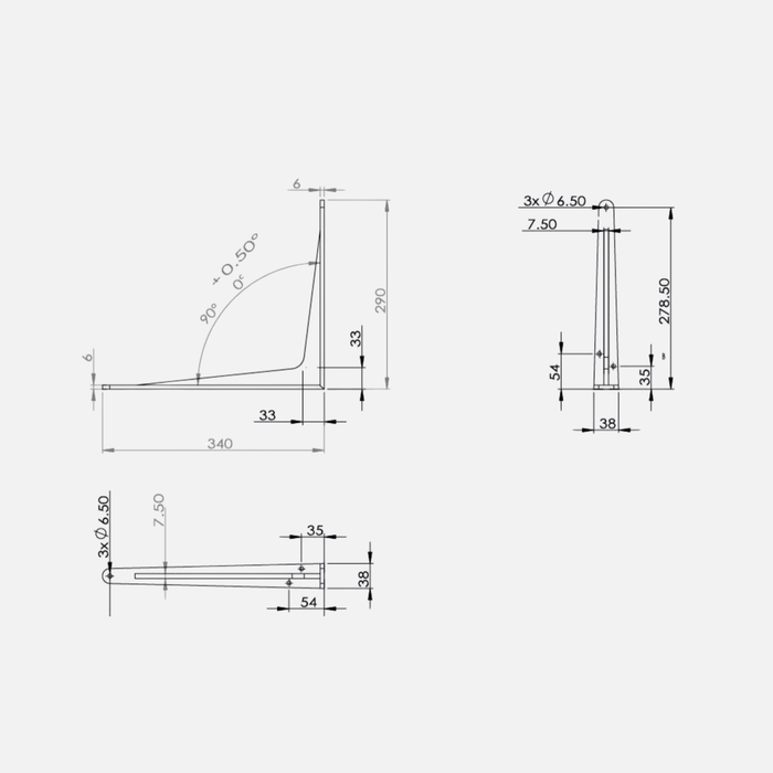 Strong Shelf Bracket Matte Black 340x290mm