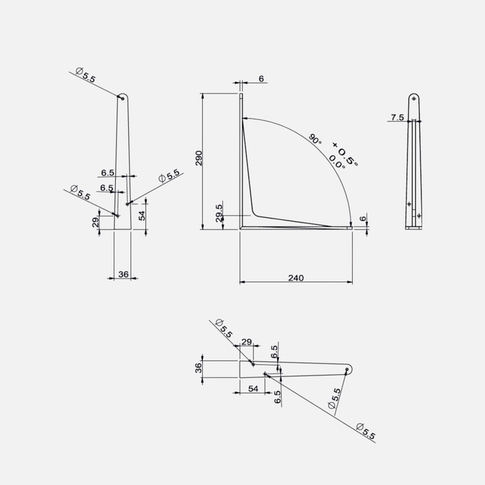 Strong Shelf Bracket Matte White 290x240mm