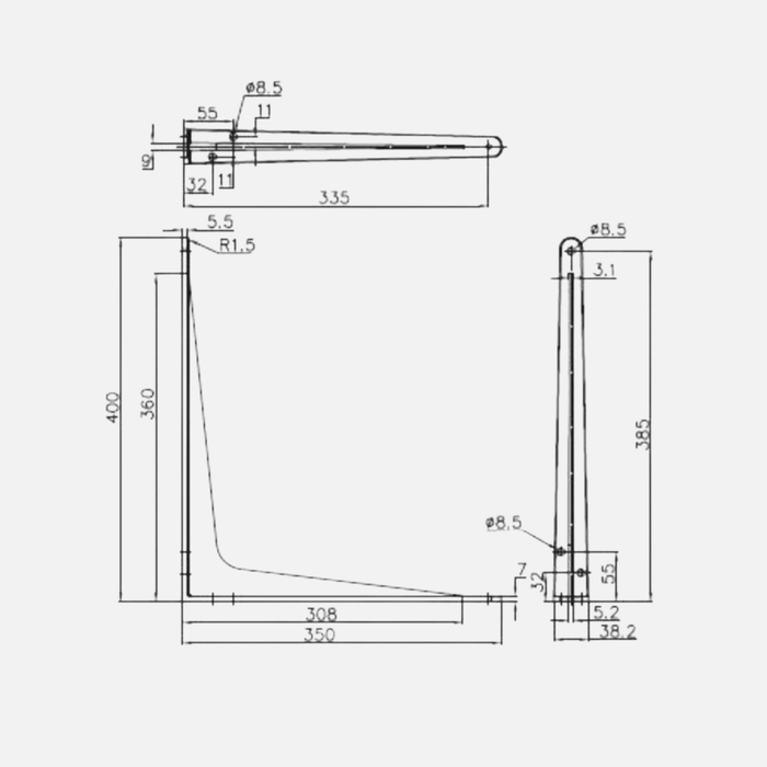 Strong Shelf Bracket Satin White 400x350mm