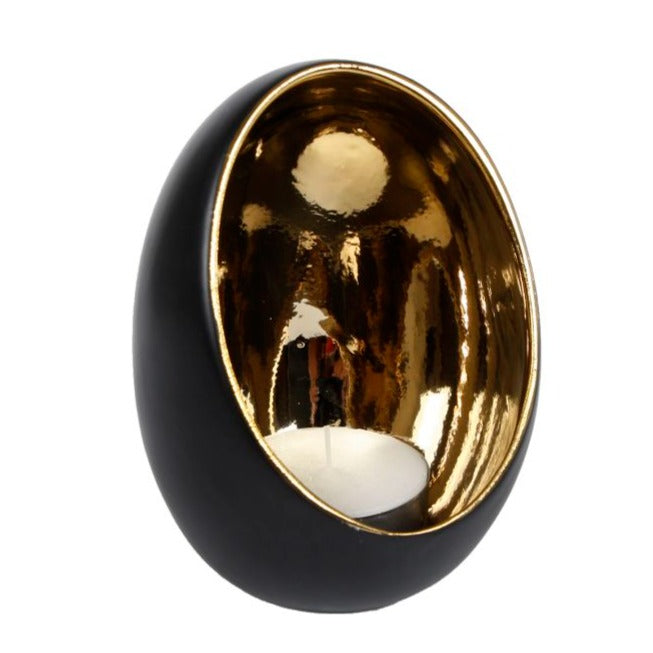TEALIGHT GOLD/BLACK 11.5X11.5X15CM Deventor