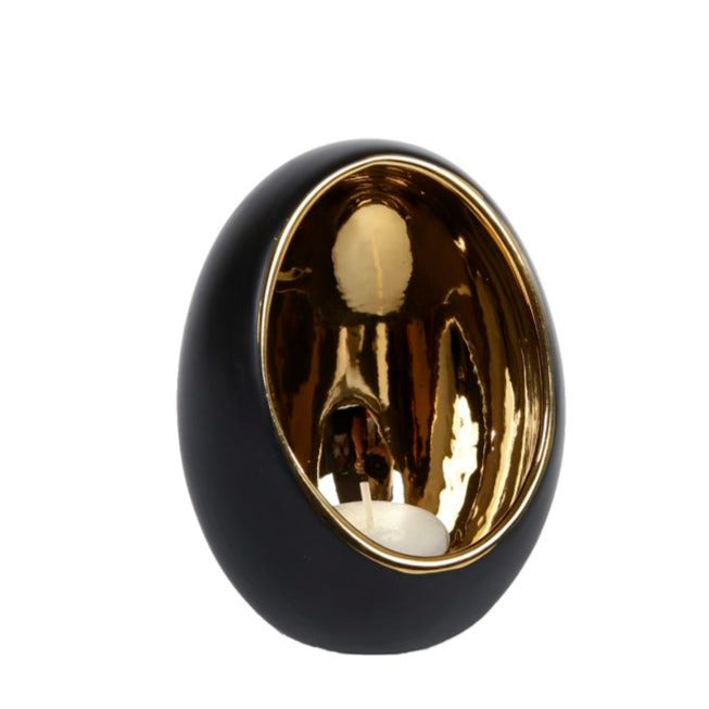 TEALIGHT GOLD/BLACK 9.5X9.5X12.5CM Deventor