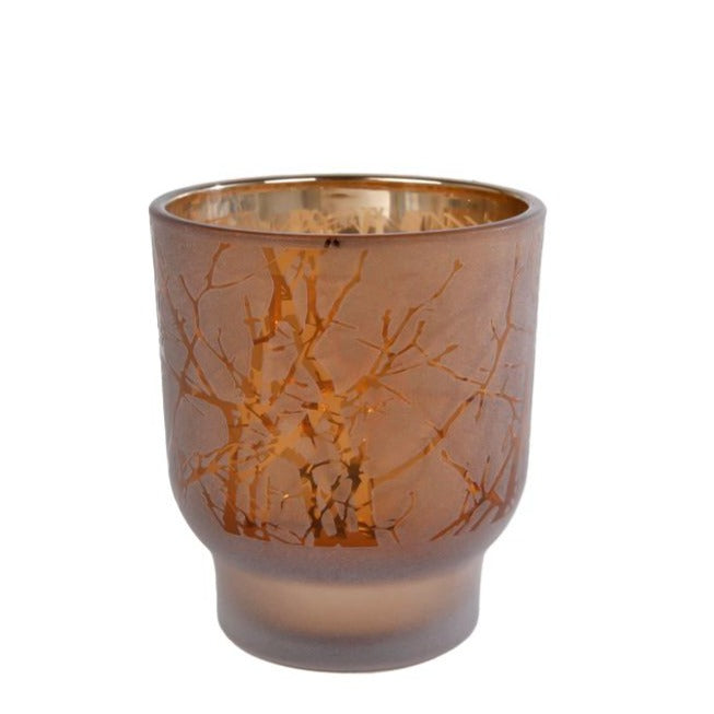TEALIGHT TWING BROWN GLASS 7.3X7.3X8.4CM Deventor