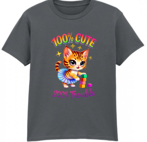 "The cute but trouble" 100% Cotton Kids T-shirt