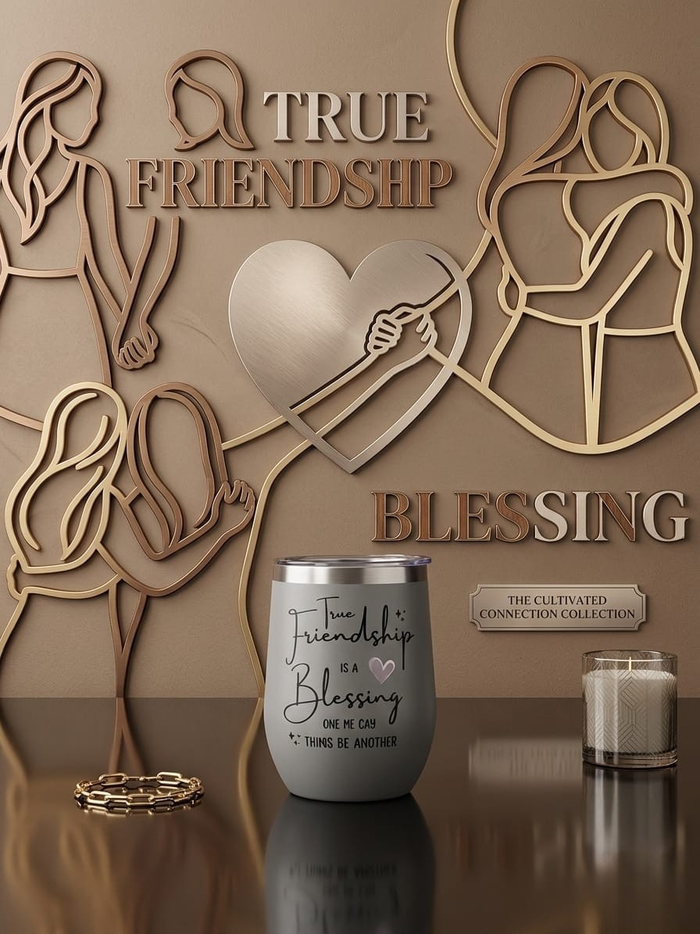 True Friendship - 12oz Insulated Stainless Steel Tumbler - UV-DTF Wrapped - Craftique Fusion Ltd