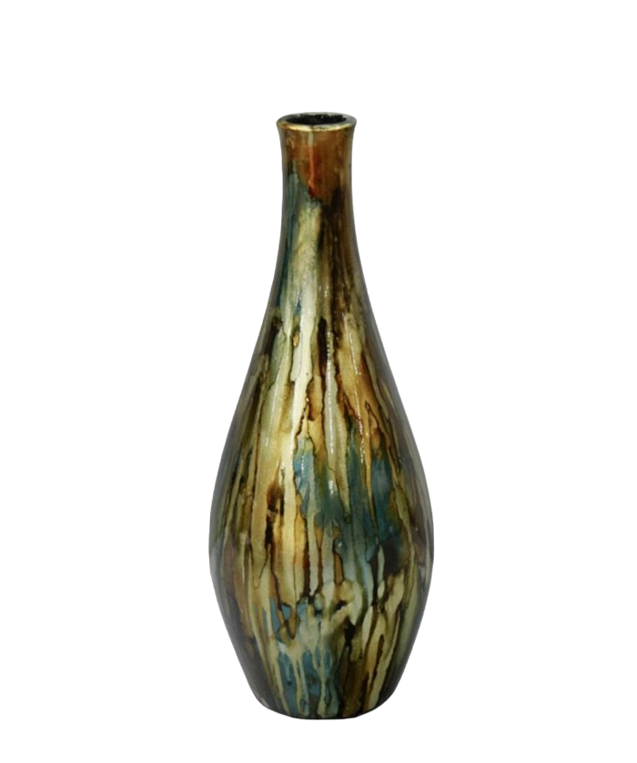 VASE 13XH35CM PETROL GOLD Deventor