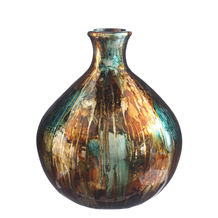 VASE 23XH25CM PETROL GOLD Deventor