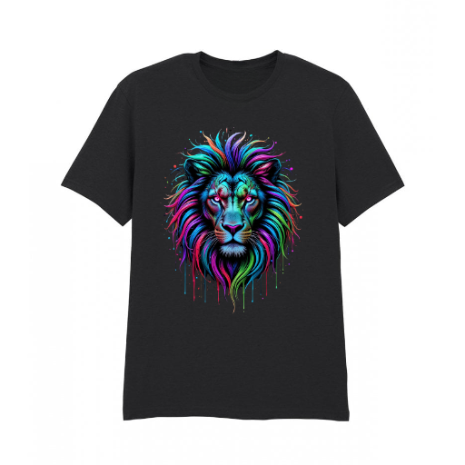 Vibrant Lion Abstract Design 100%Cotton Adult T-shirt