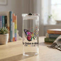 We Believe in Miracles Fight Cancer 16oz Glass Tumbler with Straw- UV-DTF Wrapped