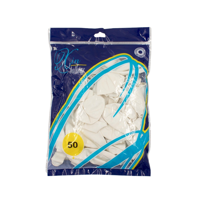 WHITE LATEX BALLOON 30CM - 50PCS Deventor