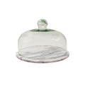 WHITE MARBLE BOARD W/GLASS DOME 25X16.5CM Deventor