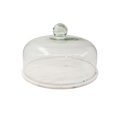 WHITE MARBLE BOARD W/GLASS DOME 30X20.5CM Deventor