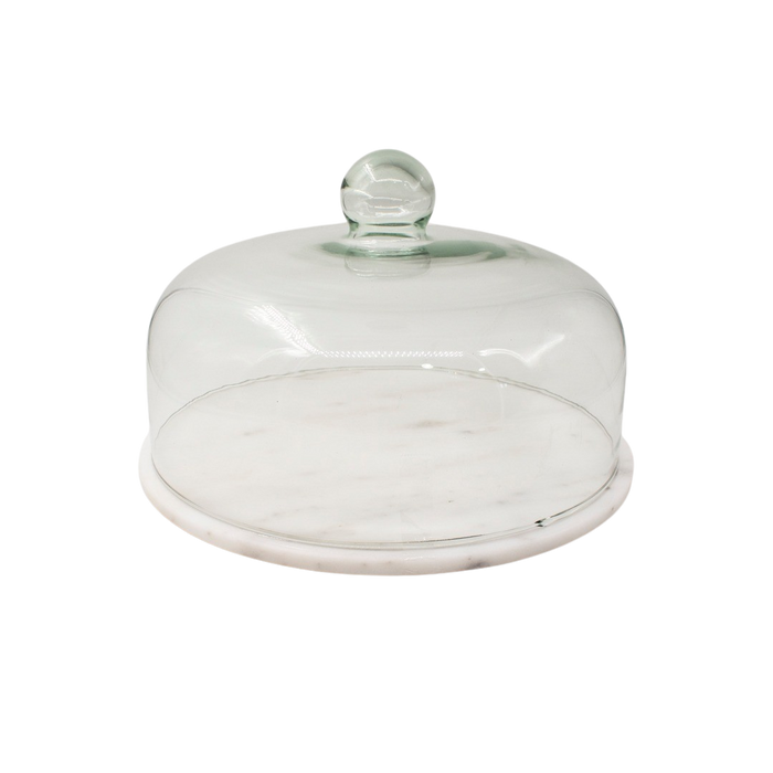 WHITE MARBLE BOARD W/GLASS DOME 30X20.5CM Deventor