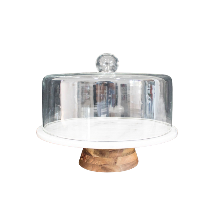 WHITE MARBLE BOARD W/GLASS DOME 33X28CM Deventor