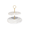 WHITE MARBLE CAKE STAND X2  25X25CM Deventor