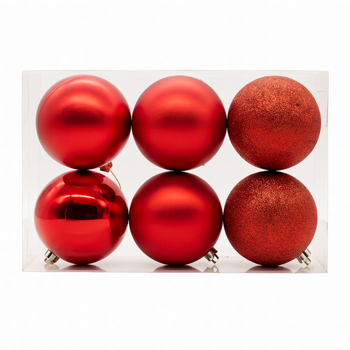 X-MAS BALL RED 10CM 6PCS Deventor