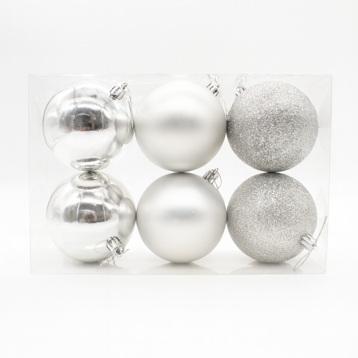 X-MAS BALL SILVER 10CM 6PCS Deventor