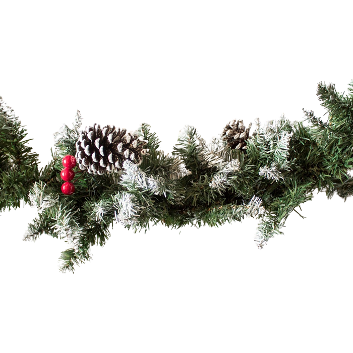 X-MAS GARLAND WITH CONE BERRIES & SNOW 180CM Deventor